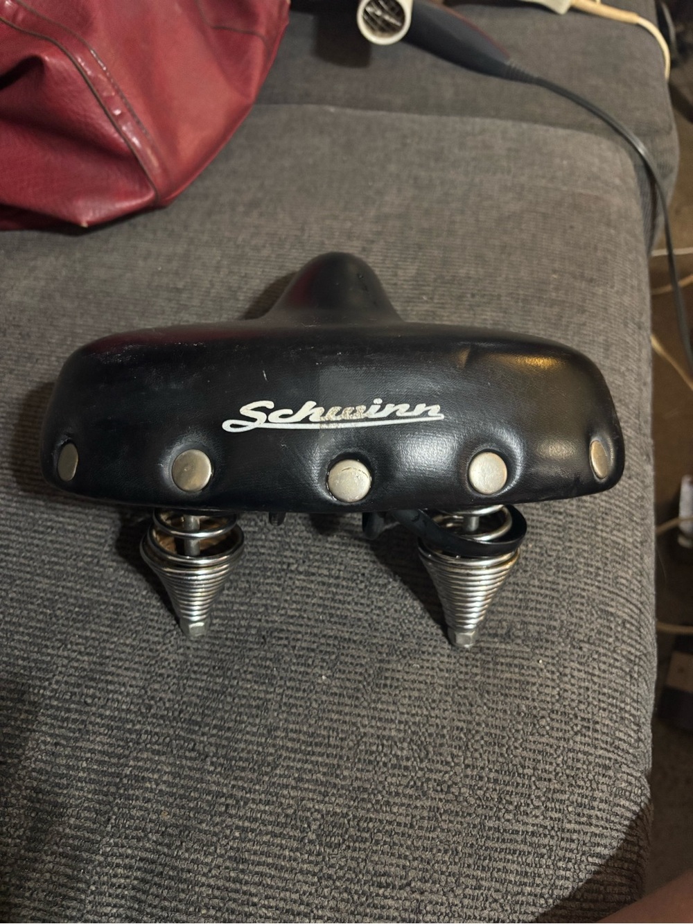 Vintage  Black Bicycle Saddle with dual Coil Spring Suspension